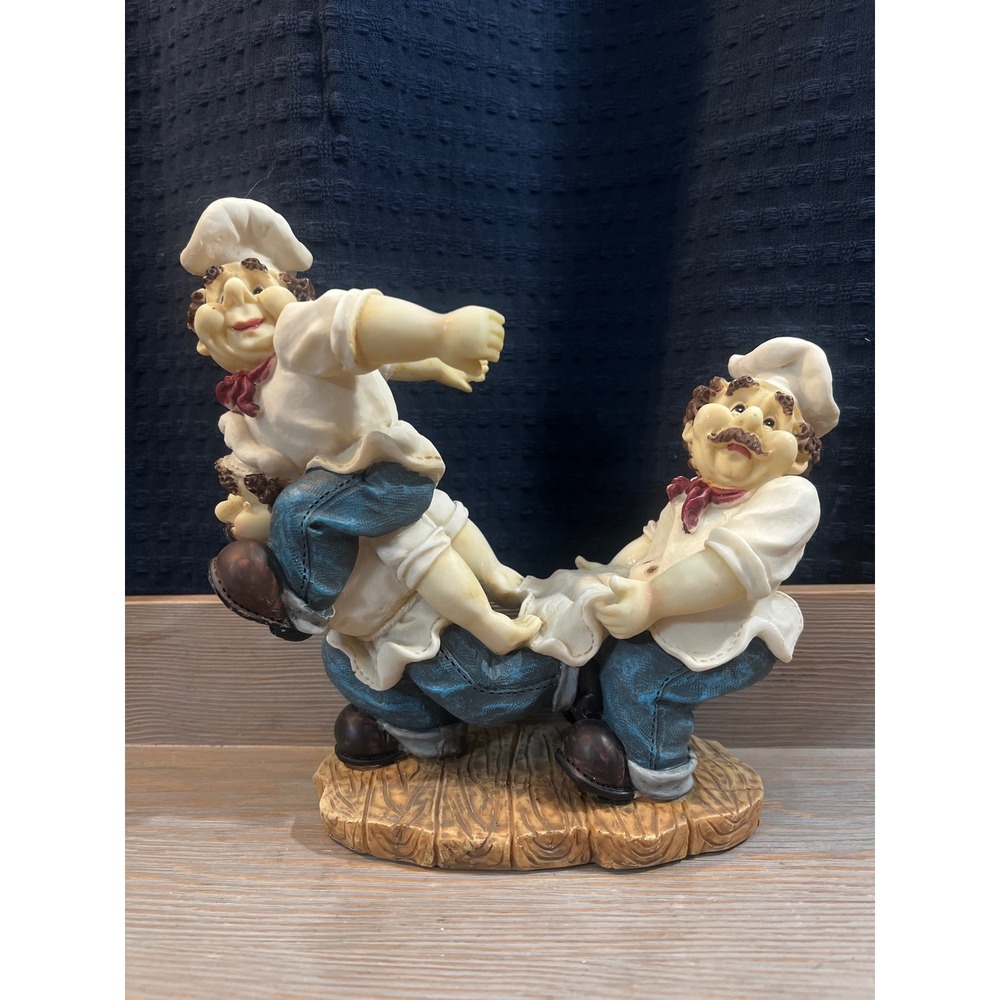 Wine bottle holder Whimsical Chef Figurines Stacked Playful Kitchen Decor Accent